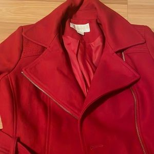 Red wool Michael Kors belted dress trench coat. Worn once!